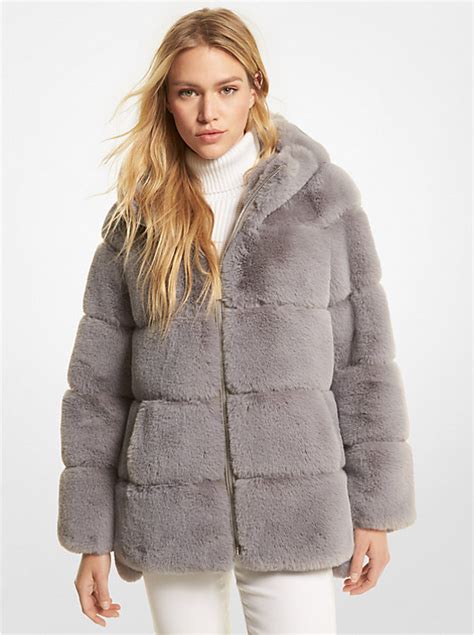 quilted faux fur hooded coat michael kors